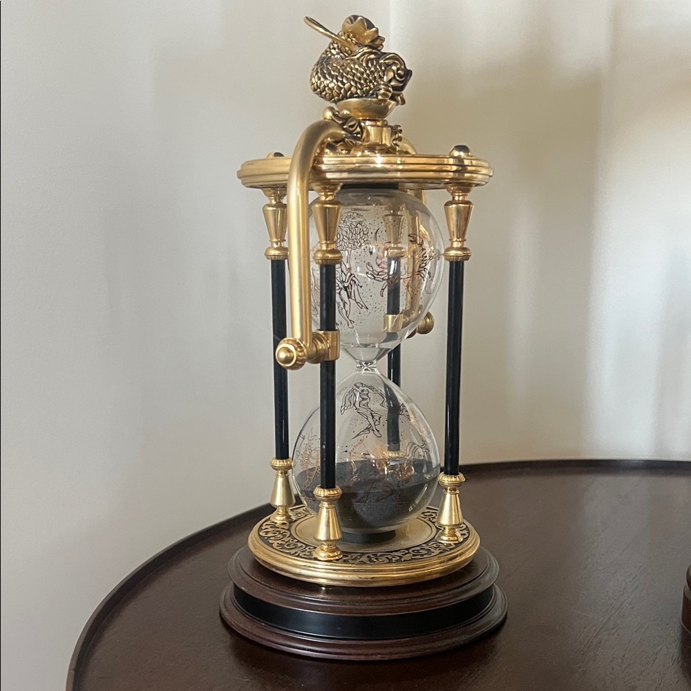 Decorative Hourglass Table Accent in Gold and Black